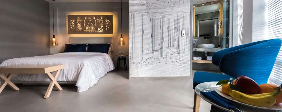 Bedroom with a lamp (representative photo)